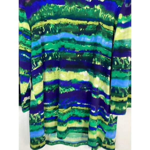 Susan Graver Women Top size Large Liquid knit V-Neck Watercolor 3/4 Sleeve Artsy - Picture 9 of 12